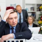 Professional man burned out at the holiday from work